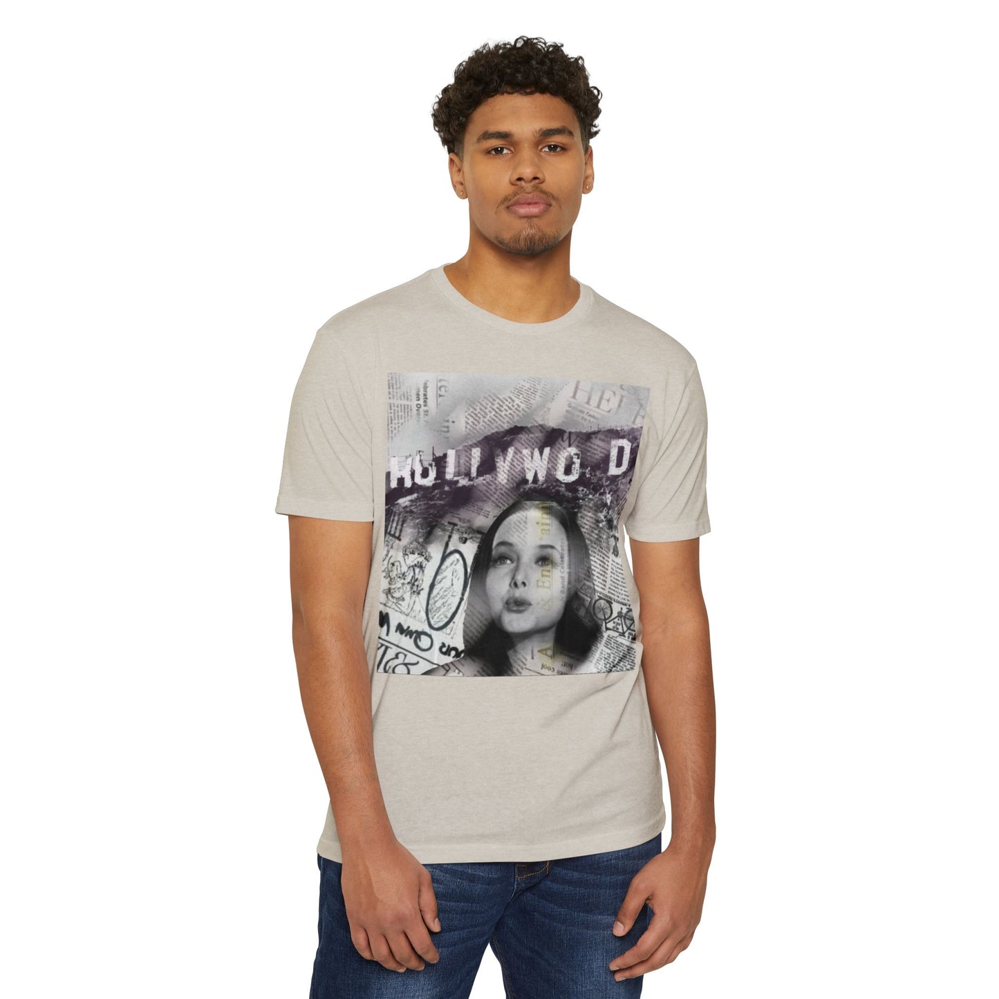 Hollywood Vibes Unisex CVC Jersey T-shirt - Casual Wear, Graphic Tee, Summer Fashion, Gift for Her, Trendy Apparel