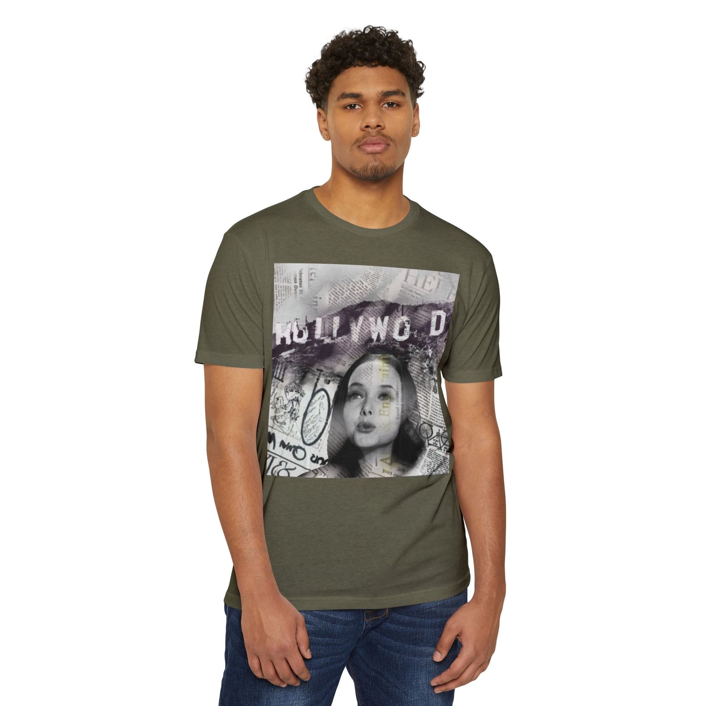 Hollywood Vibes Unisex CVC Jersey T-shirt - Casual Wear, Graphic Tee, Summer Fashion, Gift for Her, Trendy Apparel