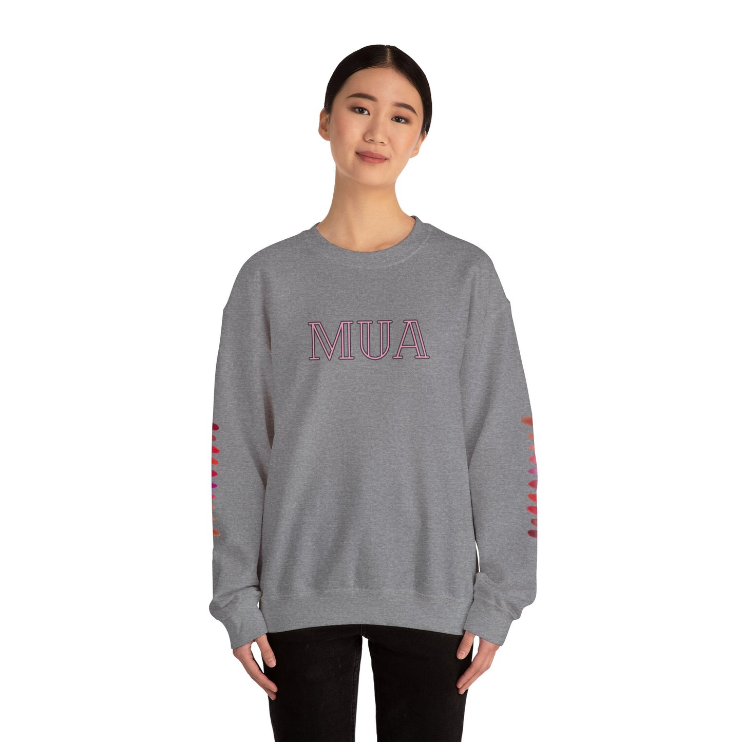 MUA Unisex Heavy Blend Crewneck Sweatshirt, Cozy Pullover, Gift for Makeup Lovers, Fall Fashion, Casual Outfit, Essential Wardrobe