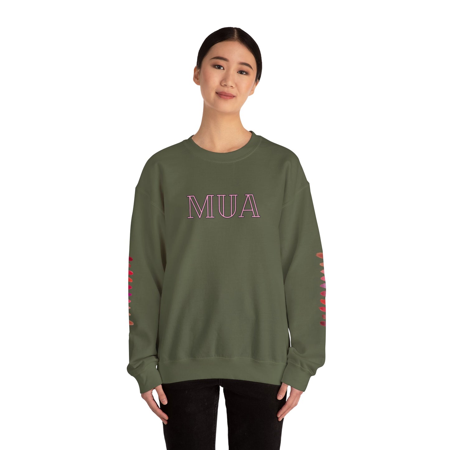 MUA Unisex Heavy Blend Crewneck Sweatshirt, Cozy Pullover, Gift for Makeup Lovers, Fall Fashion, Casual Outfit, Essential Wardrobe