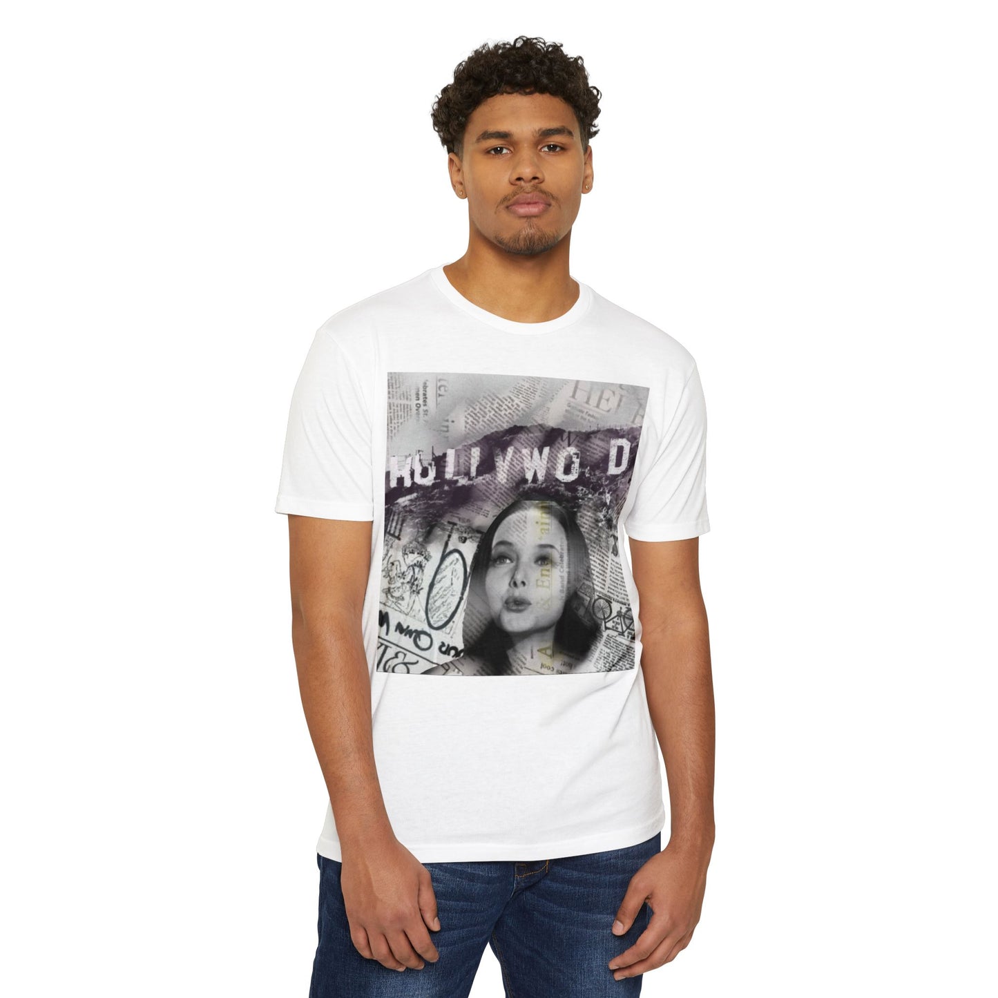Hollywood Vibes Unisex CVC Jersey T-shirt - Casual Wear, Graphic Tee, Summer Fashion, Gift for Her, Trendy Apparel
