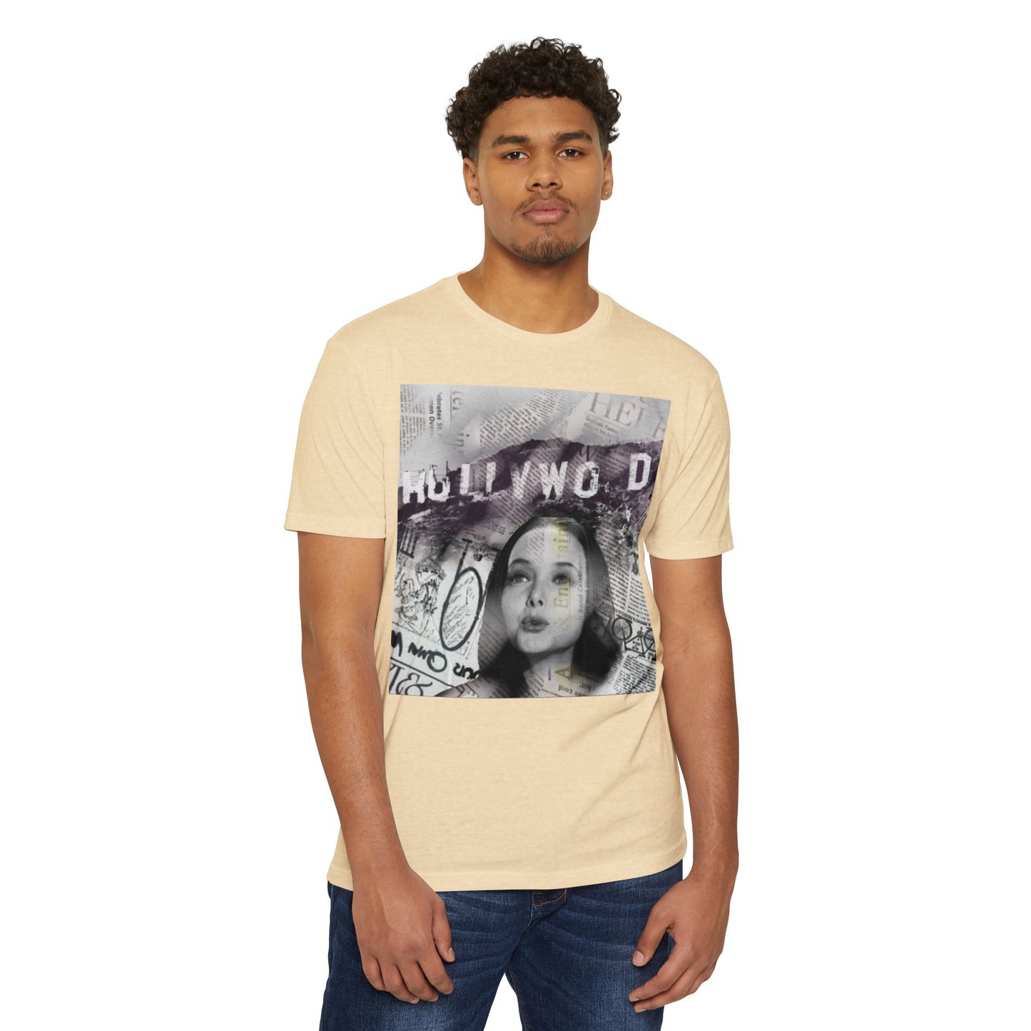 Hollywood Vibes Unisex CVC Jersey T-shirt - Casual Wear, Graphic Tee, Summer Fashion, Gift for Her, Trendy Apparel
