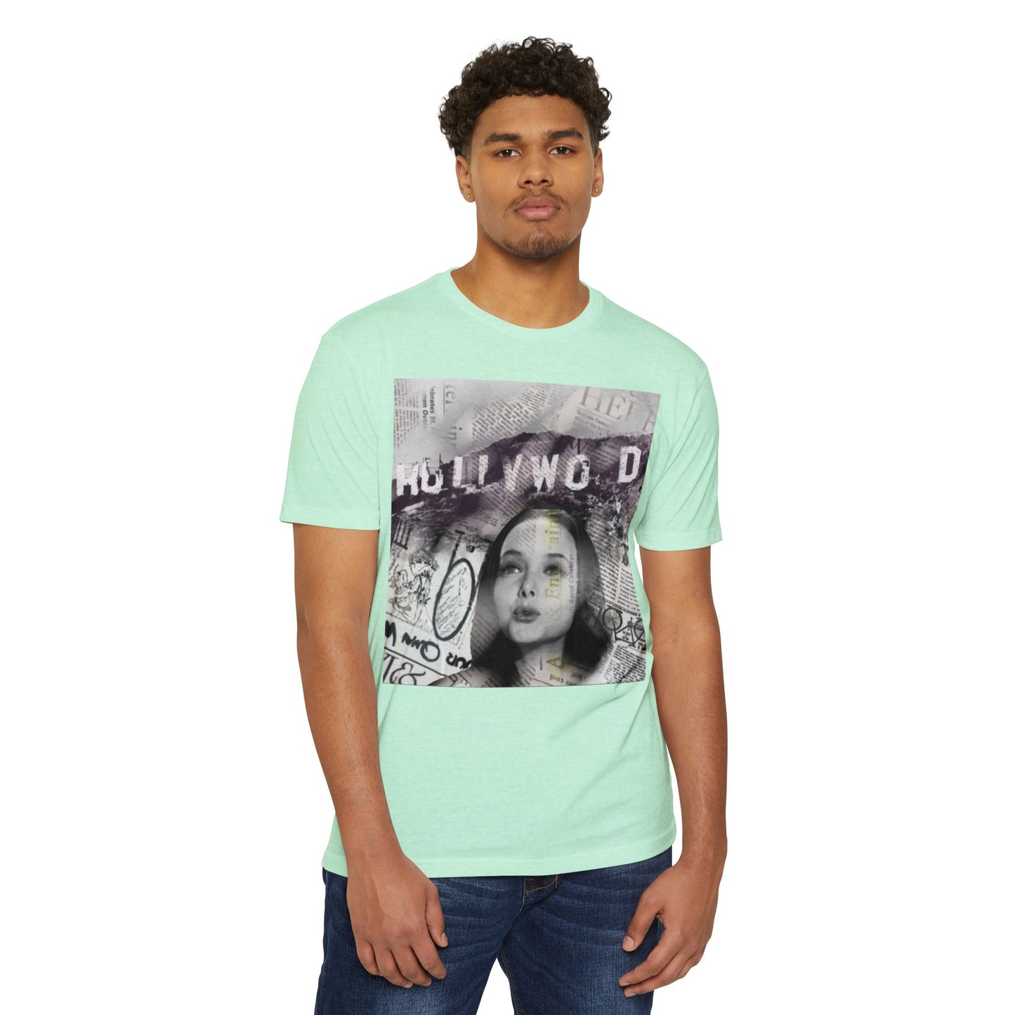 Hollywood Vibes Unisex CVC Jersey T-shirt - Casual Wear, Graphic Tee, Summer Fashion, Gift for Her, Trendy Apparel