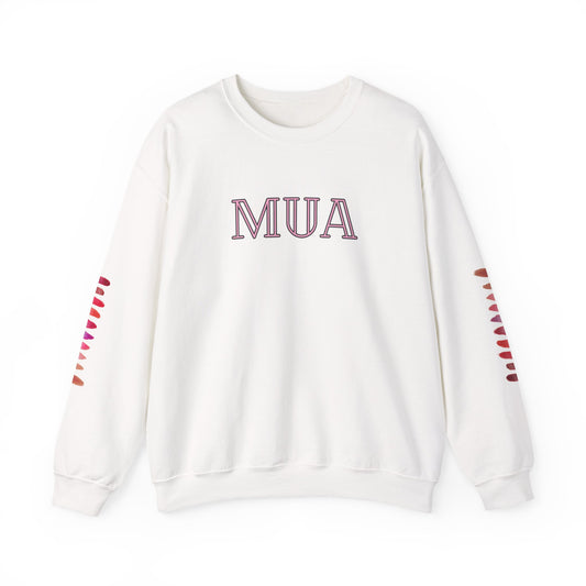 MUA Unisex Heavy Blend Crewneck Sweatshirt, Cozy Pullover, Gift for Makeup Lovers, Fall Fashion, Casual Outfit, Essential Wardrobe