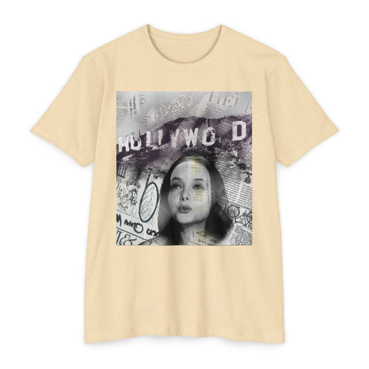 Hollywood Vibes Unisex CVC Jersey T-shirt - Casual Wear, Graphic Tee, Summer Fashion, Gift for Her, Trendy Apparel