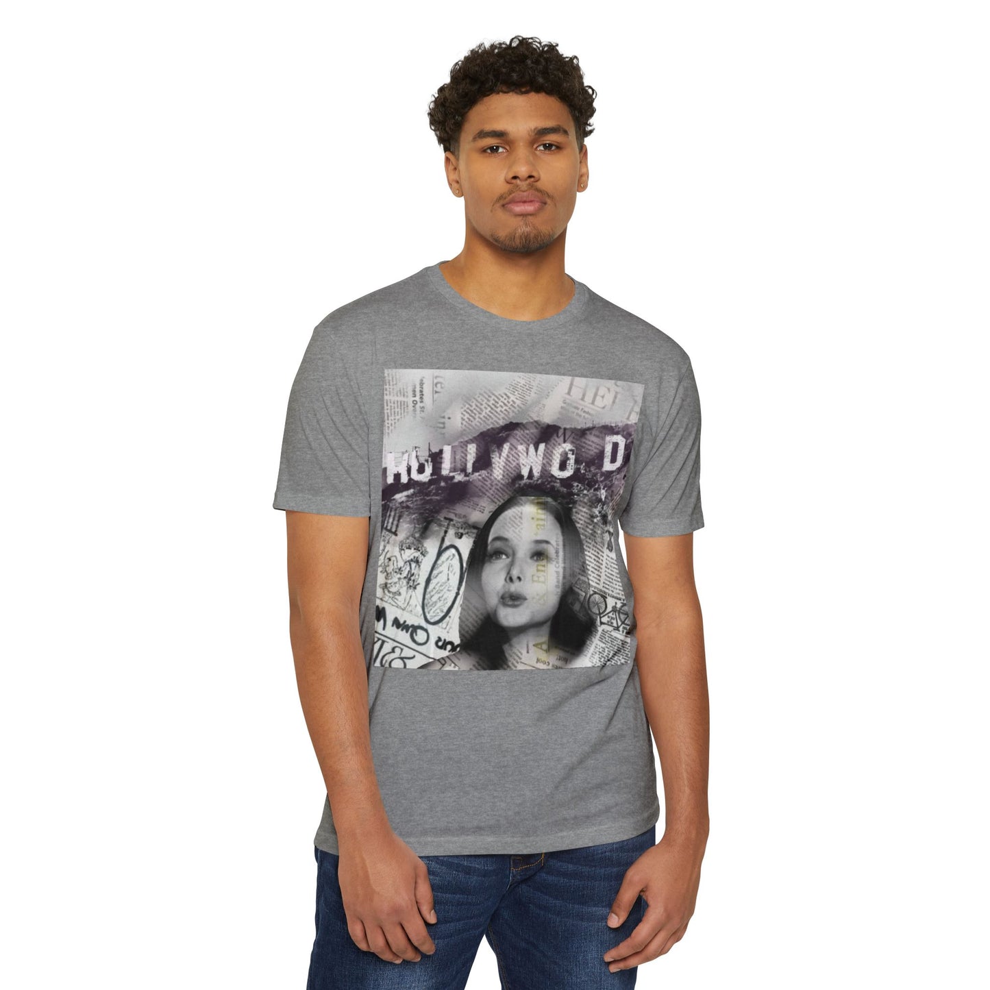 Hollywood Vibes Unisex CVC Jersey T-shirt - Casual Wear, Graphic Tee, Summer Fashion, Gift for Her, Trendy Apparel
